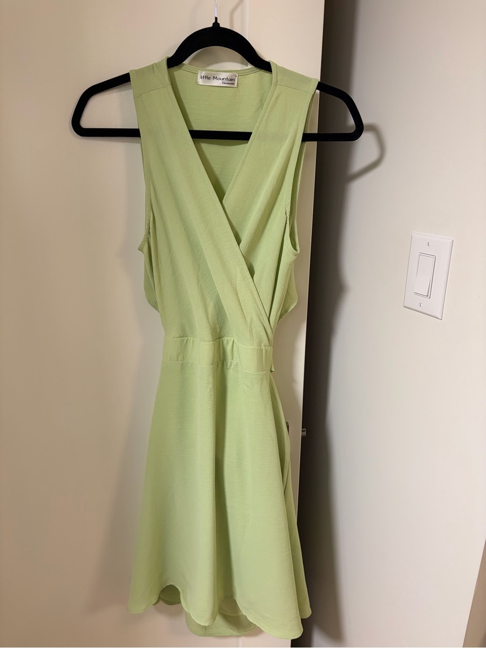 Little Mountain Green Sleeveless Wrap-Front Mini Dress